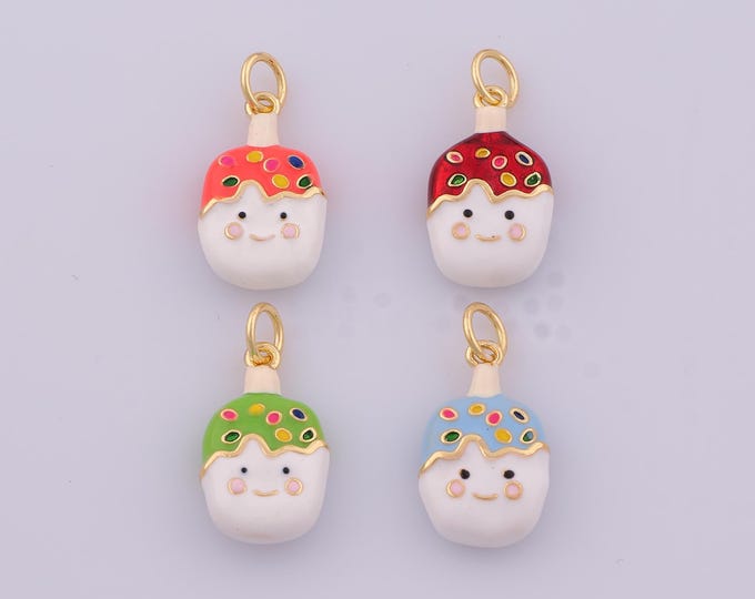 1 pcs Gold Enamel Ice Cream Pendant,18K Gold Filled Dessert Charm,Ice Cream Charms DIY Bracelet Necklace Jewelry Making Findings Supply