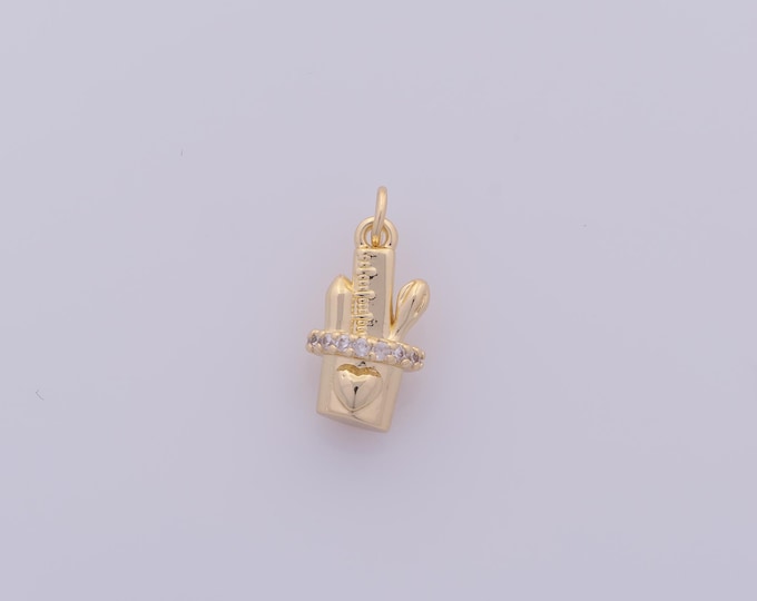 1 pcs Gold CZ Cactus Pendant,18K Gold Filled Desert Charm,Heart Charms DIY Bracelet Necklace Jewelry Making Findings Supply