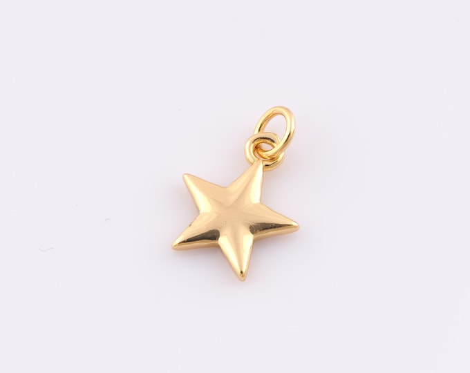1 pcs Gold Star Pendant,18K Gold Filled Minimalist Charm,Star Charms,DIY Bracelet Necklace Jewelry Making Findings Supply
