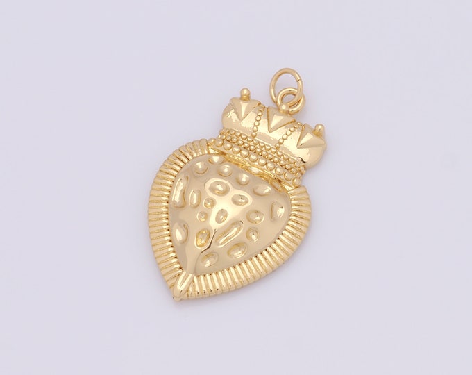 1 pcs Gold Heart Pendant,18K Gold Filled Crown Charm,Heart Charms DIY Bracelet Necklace Jewelry Making Findings Supply