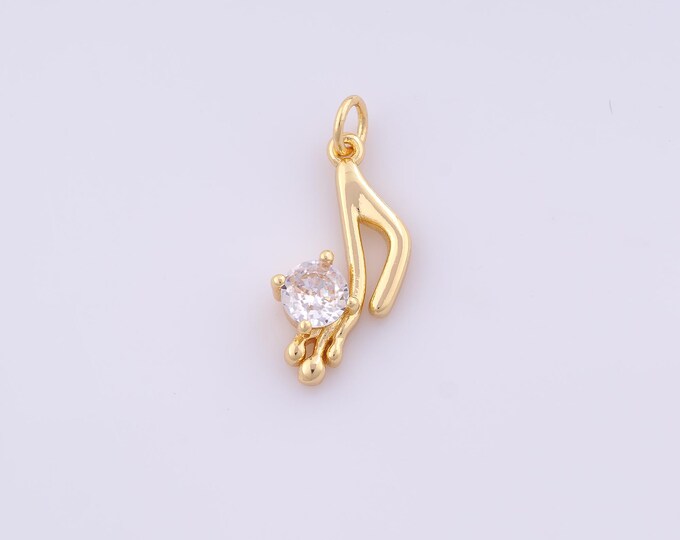 1 pcs Gold CZ Music Note Pendant,18K Gold Filled Symbol Charm,Music Note Charms DIY Bracelet Necklace Jewelry Making Findings Supply