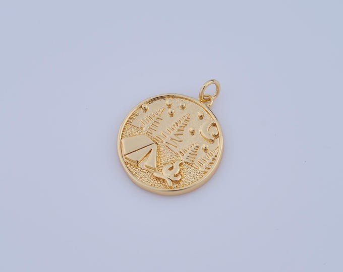 1 pcs Gold Landscape Pendant,18K Gold Filled Moon Charm,Star Charm DIY Bracelet Necklace Jewelry Making Findings Supply
