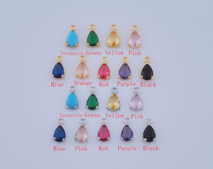 5 pcs Gold CZ Water Drop Pendant,18K Gold Filled Water Drop Charm,Water Drop Charm DIY Bracelet Necklace Jewelry Making Findings Supply