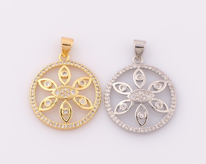 1 pcs Gold CZ Evil Eye Pendant,18K Gold Filled Devil Eye Charm,Eye Charm DIY Bracelet Necklace Jewelry Making Findings Supply