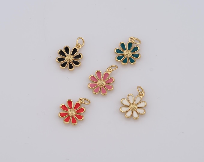 1 pcs Gold Flower Pendant,18K Gold Filled Flower Charm,Flower Charm DIY Bracelet Necklace Jewelry Making Findings Supply