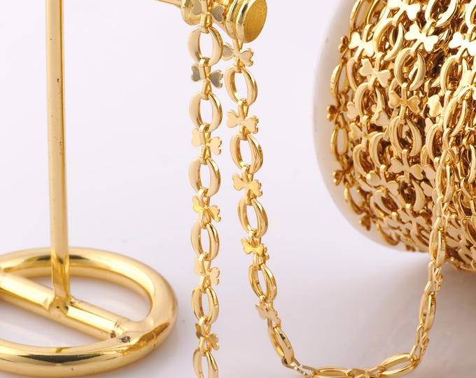 1 Meter Gold Heart Chain, 18K Gold Filled Semi Finished Chain, Specialty Chains, DIY Jewelry Making Supplies
