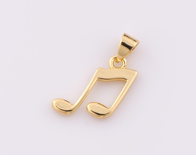 1 pcs Gold Musical Note Pendant,18K Gold Filled Musical Note Charm,Musical Note Charm DIY Bracelet Necklace Jewelry Making Findings Supply