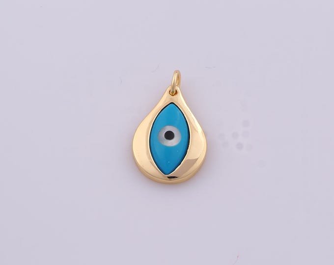 1 pcs Gold Enamel Evil Eye Pendant,18K Gold Filled Devil Eye Charm,Eye Charms DIY Bracelet Necklace Jewelry Making Finding Supply