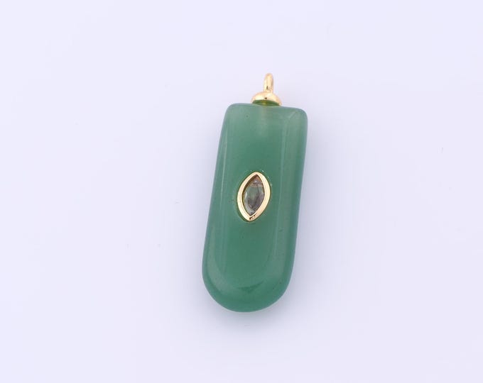 1 pcs Gold Energy Stone Pendant,18K Gold Filled Natural Stone Charm,Stone Charms DIY Bracelet Necklace Jewelry Making Findings Supply
