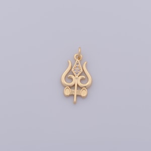 1 pcs Gold CZ Trident Pendant,18K Gold Filled Trident Charm,Trident Charms DIY Bracelet Necklace Jewelry Making Findings Supply