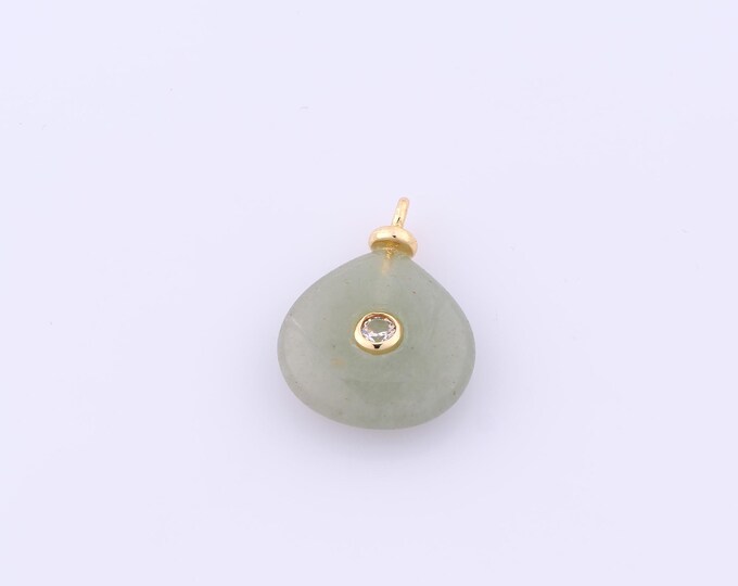 1 pcs Gold Energy Stone Pendant,18K Gold Filled Natural Stone Charm,Stone Charms DIY Bracelet Necklace Jewelry Making Findings Supply