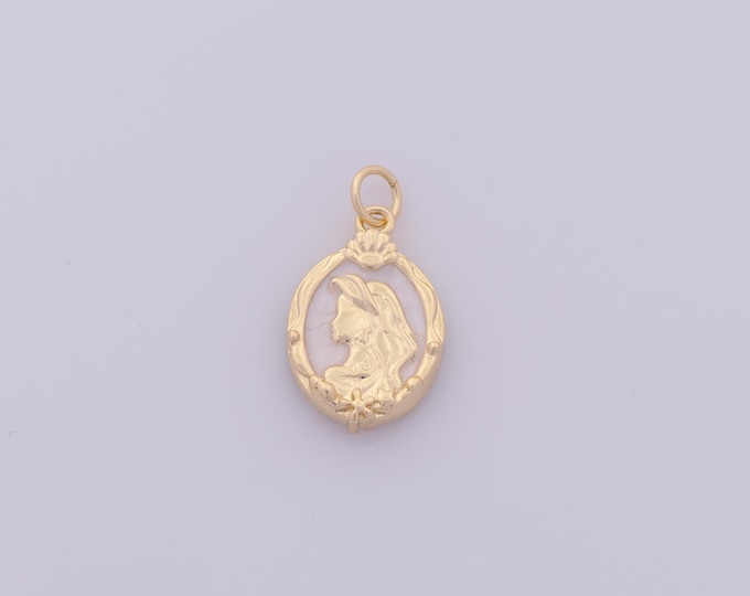 1 pcs Gold Enamel Princess Pendant,18K Gold Filled Fishtail Charm,Flower Charms DIY Bracelet Necklace Jewelry Making Findings Supply