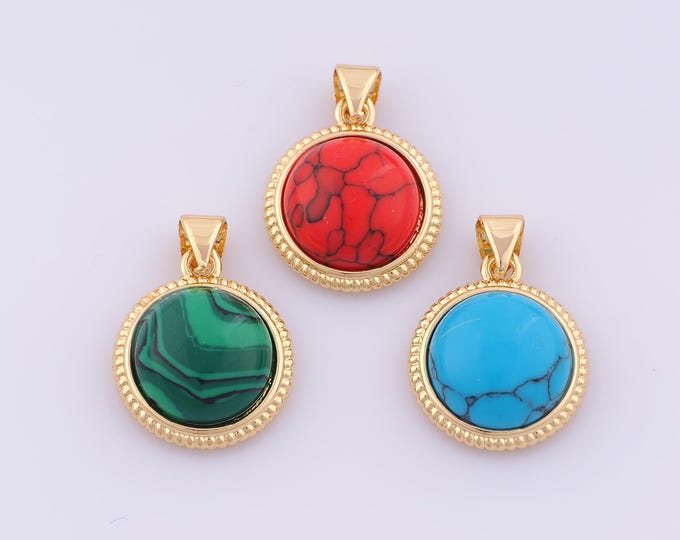 1 pcs Gold Round Pendant,18K Gold Filled Round Charm,Round Charms DIY Bracelet Necklace Jewelry Making Findings Supply