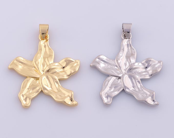 1 pcs Gold Flower Pendant,18K Gold Filled Flower Charm,Flower Charms DIY Bracelet Necklace Jewelry Making Findings Supply