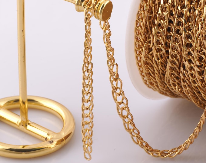 1 Meter Gold Curb Chain, 18K Gold Filled Semi Finished Chain, Specialty Chains, DIY Jewelry Making Supplies