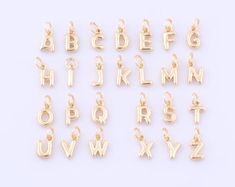 1 pcs Gold Letters Pendant,18K Gold Filled Initial Charm,Alphabet Charm DIY Bracelet Necklace Jewelry Making Findings Supply