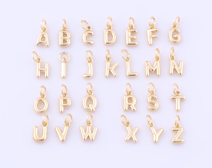 1 pcs Gold Letters Pendant,18K Gold Filled Initial Charm,Alphabet Charm DIY Bracelet Necklace Jewelry Making Findings Supply