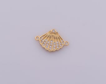 1 pcs Gold CZ Shell Connectors,18K Gold Filled Oyster Connector,Shell Connector DIY Bracelet Necklace Jewelry Making Findings Supply