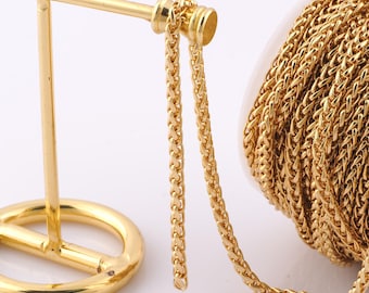 1 Meter Gold Wheat Chain, 18K Gold Filled Semi Finished Chain, Specialty Chains, DIY Jewelry Making Supplies