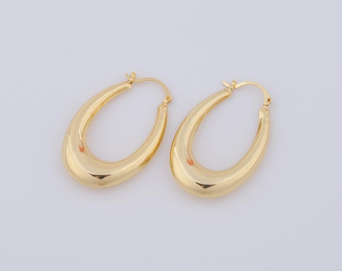 1 pair Teardrop Earrings,18K Gold Filled Chunk Gold Earring ,Waterdrop Earrings,Hypoallergenic Huggie Hoop,Gift for Her