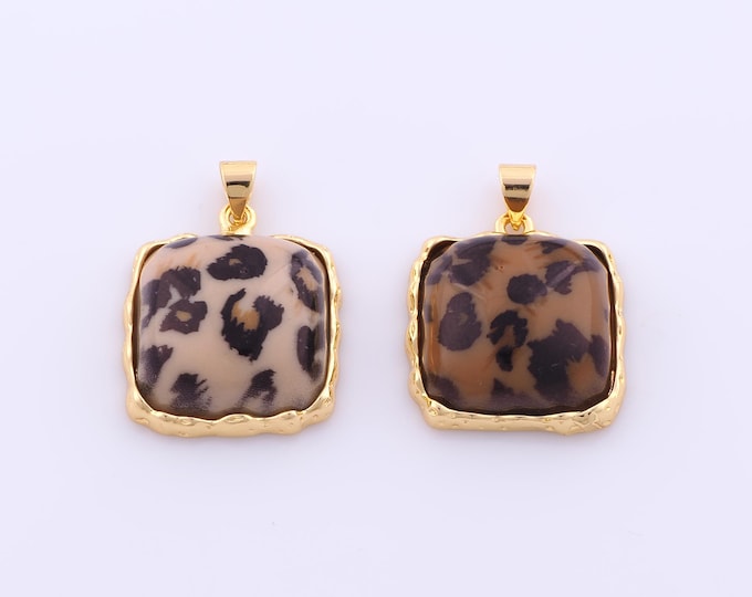 1 pcs Gold Acrylic Square Pendant,18K Gold Filled Square Charm,Square Charms DIY Bracelet Necklace Jewelry Making Findings Supply