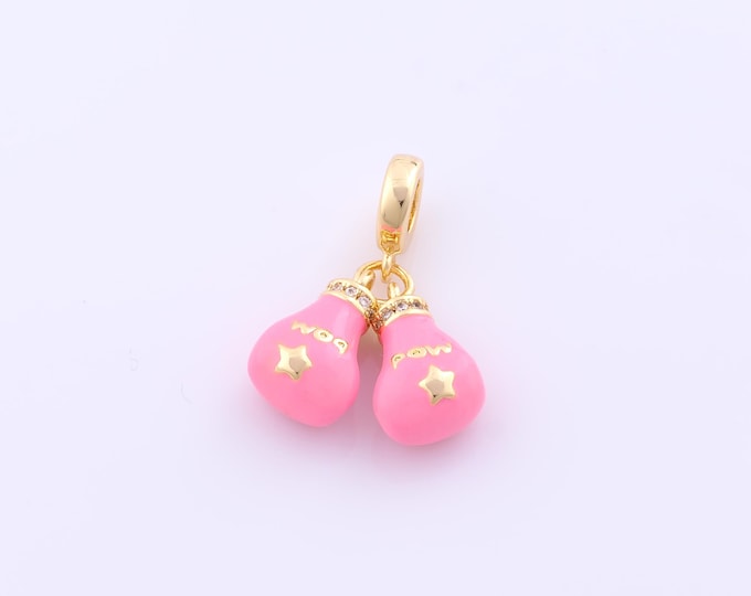 1 pcs Enamel Boxing Pendant,18K Gold Filled Boxing Gloves Charm,CZ Boxing Charms DIY Bracelet Necklace Jewelry Making Findings Supply