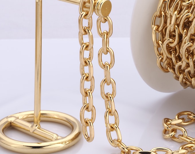 1 Meter Gold Rolo Chain, 18K Gold Filled Semi Finished Chain, Specialty Chains, DIY Jewelry Making Supplies
