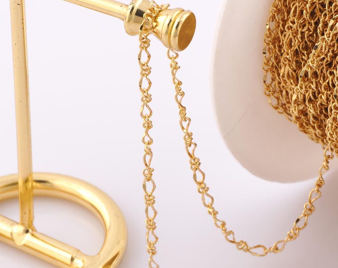 1 Meter Gold Figure 8 Chain, 18K Gold Filled Semi Finished Chain, Specialty Chains, DIY Jewelry Making Supplies