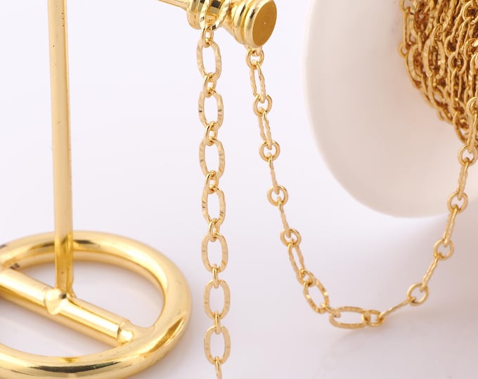 1 Meter Gold Cable Chain, 18K Gold Filled Semi Finished Chain, Specialty Chains, DIY Jewelry Making Supplies
