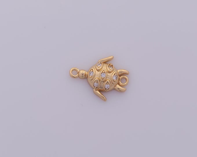 1 pcs Gold CZ Turtle Connectors,18K Gold Filled Animal Connector,Turtle Connector DIY Bracelet Necklace Jewelry Making Findings Supply