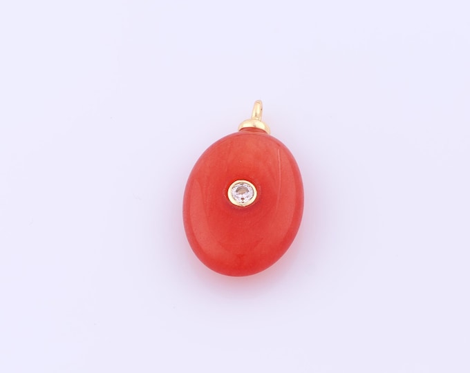 1 pcs Gold Energy Stone Pendant,18K Gold Filled Natural Stone Charm,Red Agate Charms DIY Bracelet Necklace Jewelry Making Findings Supply