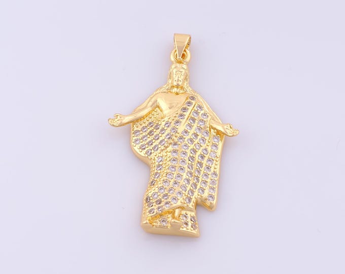 1 pcs Gold CZ Saint Jude Pendant,18K Gold Filled Religious Charm,St.Juda Charms DIY Bracelet Necklace Jewelry Making Findings Supply