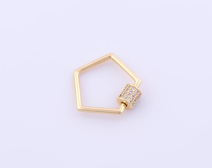 1 pcs Gold CZ Carabiner Clasp,18K Gold Filled Screw Clasp,Pentagonal Clasp for DIY Bracelet Necklace Jewelry Making Findings Supply
