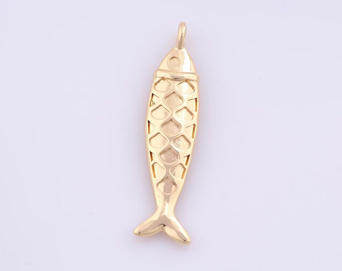 1 pcs Gold Fish Pendant,18K Gold Filled Marine Life Charm,Fish Charms DIY Bracelet Necklace Jewelry Making Findings Supply