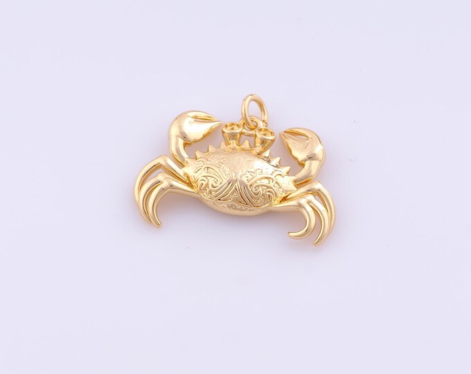 1 pcs Gold Crab Pendant,18K Gold Filled Marine Life Charm,Crab Charms DIY Bracelet Necklace Jewelry Making Findings Supply