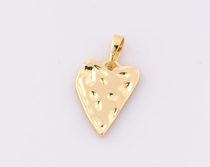 1 pcs Gold Heart Pendant,18K Gold Filled Simple Charm,Minimalist Charm DIY Bracelet Necklace Jewelry Making Findings Supply