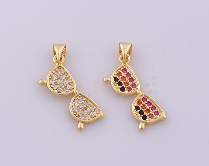 1 pcs Gold CZ Sunglasses Pendant,18K Gold Filled Sunglasses Charm,Sunglasses Charms DIY Bracelet Necklace Jewelry Making Findings Supply