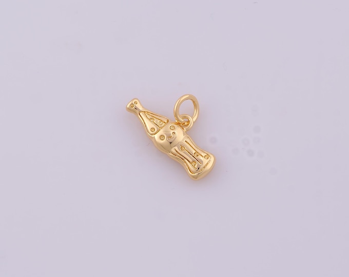 1 pcs Gold Coke Bottle Pendant,18K Gold Filled Beverage Bottle Charm,Bottle Charms DIY Bracelet Necklace Jewelry Making Findings Supply