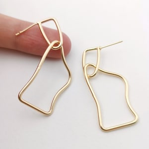 Geometric Dangle Post Earring,Gold Plated Irregular Shape Earring Post,Hypoallergenic,DIY Earring Finding,Handmade Earring Supplies LM2-Z085