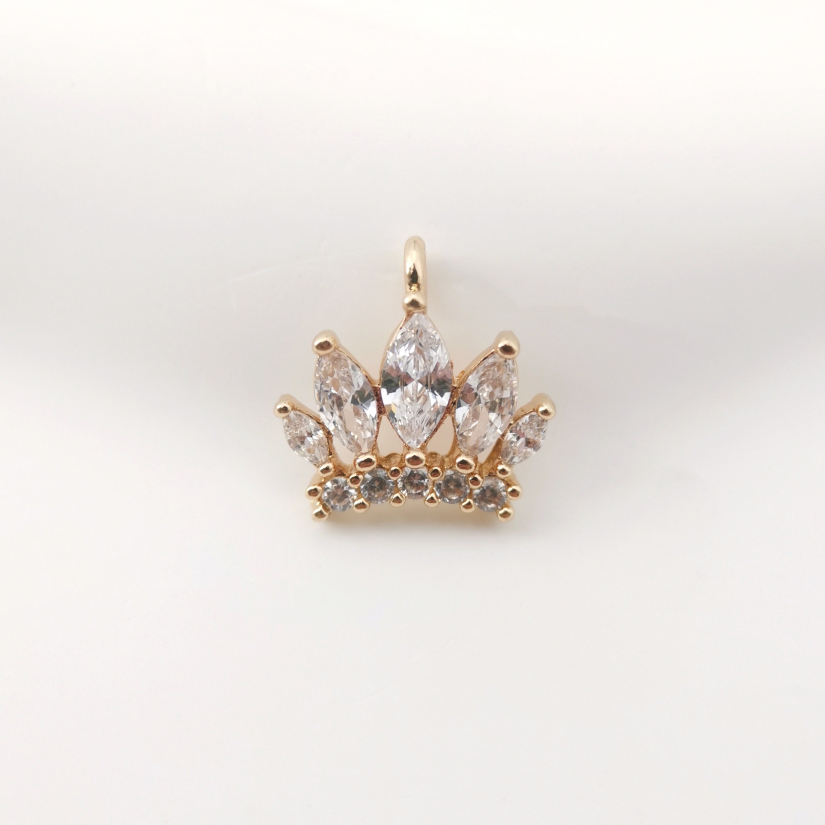 Crown Initial Necklace, Letter Unisex Necklace, Cubic Zircon