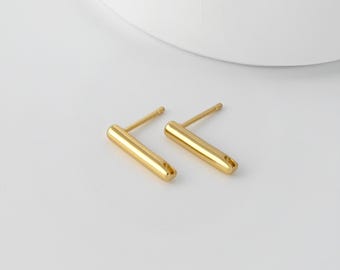 Guldfärgad cylinderformad örhänge, guldpläterad örhängesstift med hål, hypoallergen, gör-det-själv-örhängesdetaljer, handgjorda örhängestillbehör LM2-D0193