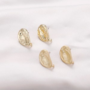 Baroque water drop Shape Earrings Post, 14K Gold, S925 Silver Ear Pin Nickel Free Earrings, Ear Stud Hypoallergenic Earring Findings CX025