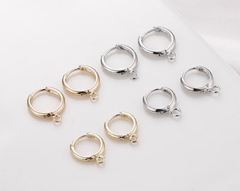 18k Real Gold Plated Hoop Earrings, Nickel Free Earrings, Ear Stud Hypoallergenic Earring Findings CX026-ZX161