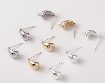 Orecchini a perno eleganti a forma di C, perno placcato oro con anello, ipoallergenici, componenti per orecchini fai da te, forniture per orecchini fatti a mano CX363-D0578