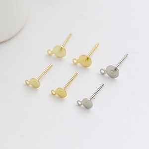 20pcs Flat Back Earring Post with Loop, 4MM/5MM/6MM Round. Gold Plated Studs, S925 Silver Pins, Hypoallergenic Earring Findings BY166-ZX7054