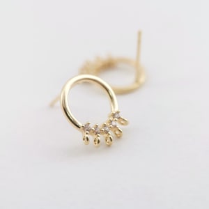 Cubic Zircon Circle Post Earring,Gold Plated Earring Post With Loop,Hypoallergenic,DIY Earring Finding,Handmade Earring Supplies LM2-ZX015