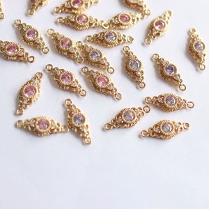 14K gold plated horse eye connectors,micro pave crystal,cubic zirconia connector,for necklaces and earring making,jewelry finding NY006-F027