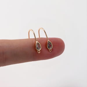 Gold Plated Teardrop Hook Earrings, Zircon Crystal Earring Hook, Hypoallergenic, DIY Earring Findings ,Handmade Earring Supplies LM2-ZX259