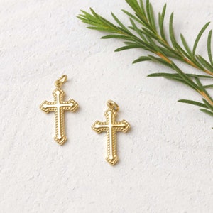 14K Gold Cross Pendant, 316 Stainless Steel Charm, cross charm, necklace making, Jewelry DIY findings TG013