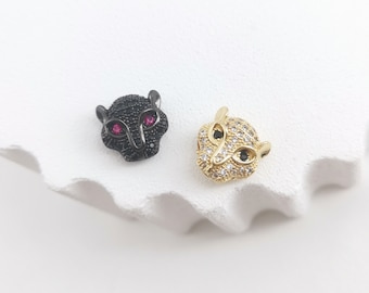Amuleto de cabeza de leopardo 3D falso, chapado en oro de 18 quilates, colgante de animales, para hacer collares y aretes, hallazgo de joyas LM2-S009